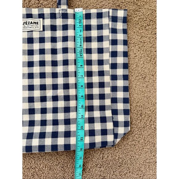 Sezane Vichy Canvas Tote in Blue Gingham - Picture 4 of 7